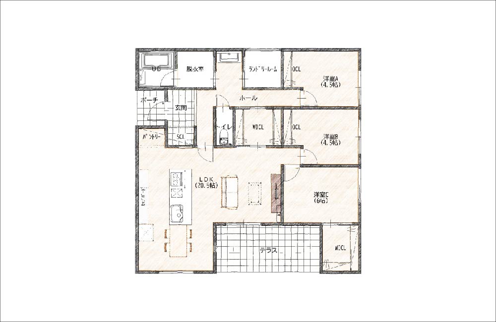 【下松市】 潮音町1号地 モデルハウス (平屋/3LDK+S)