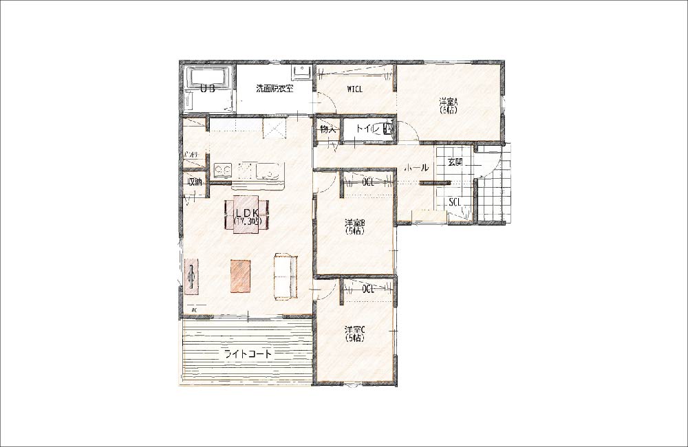 【下関市】富任町2号地 モデルハウス (平屋/3LDK)