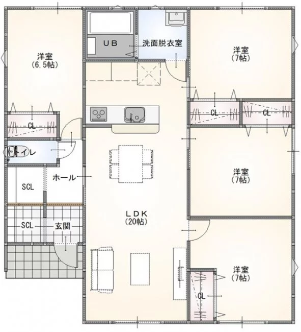 宇部市東岐波 新築分譲住宅(平屋/4LDK)