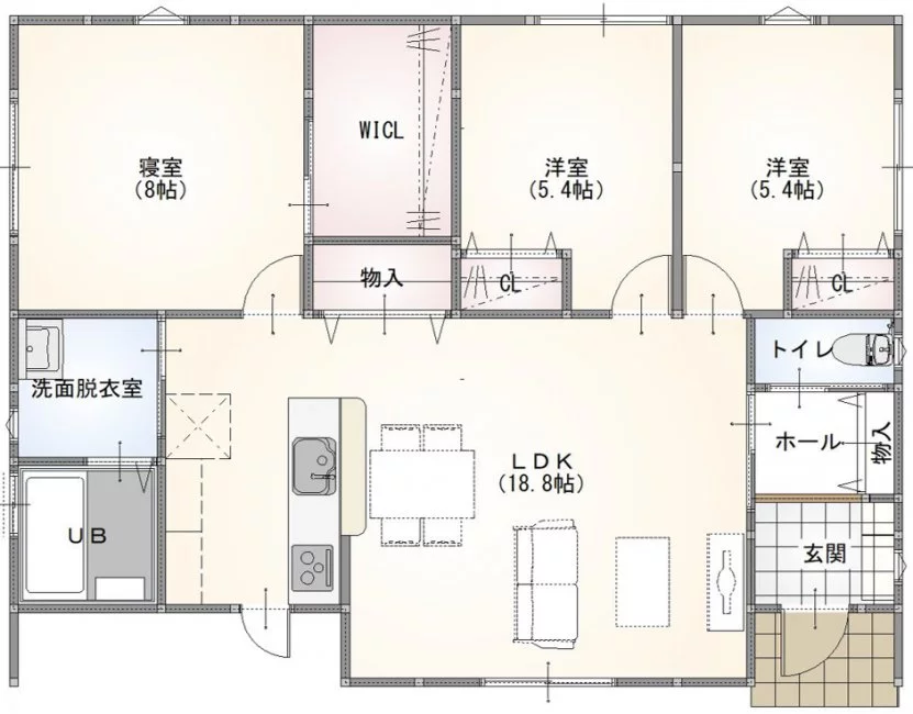 宇部市西岐波 モデルハウス(平屋/3LDK)