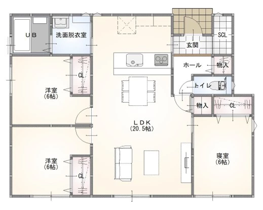 山陽小野田市厚狭 モデルハウス(平屋/3LDK)