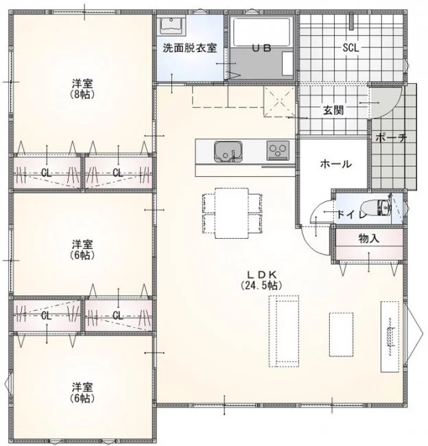 山口市大内矢田南 モデルハウス(平屋/3LDK)