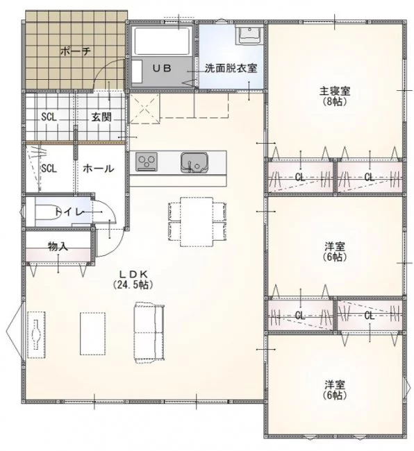 山口市新田4号地 モデルハウス(平屋/3LDK)