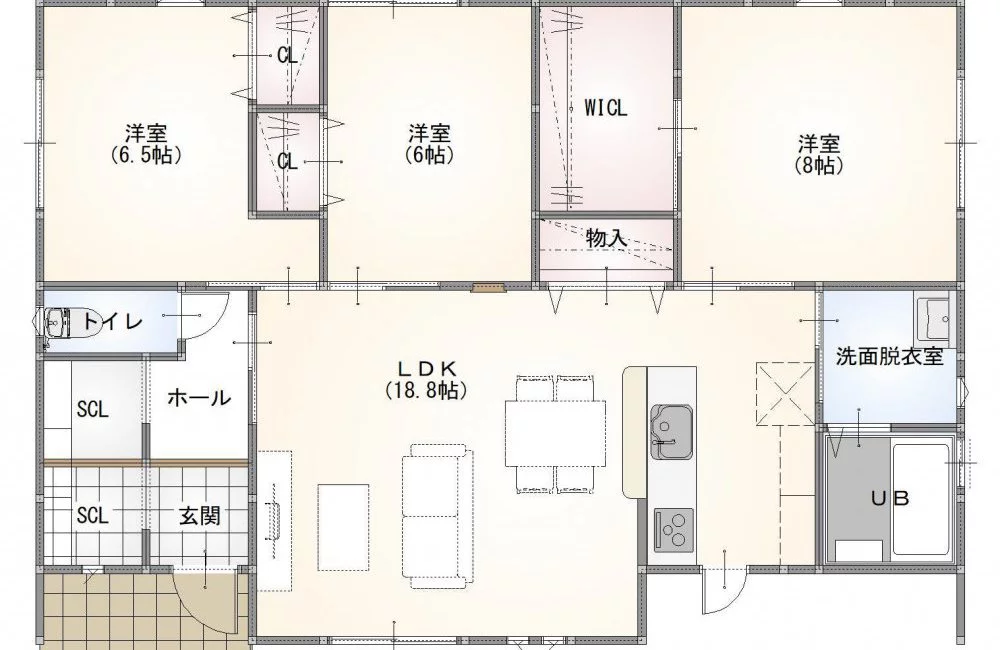 山口市大内7号地 モデルハウス(平屋/3LDK)