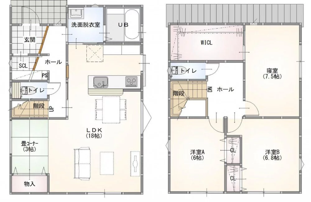 大沢東8号地分譲住宅 モデルハウス(2階建て/3LDK)