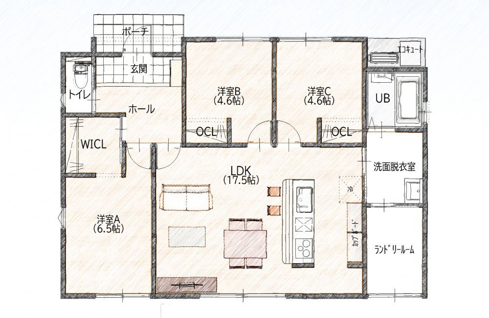 【宇部市】中野開作4号地 モデルハウス(平屋/3LDK)