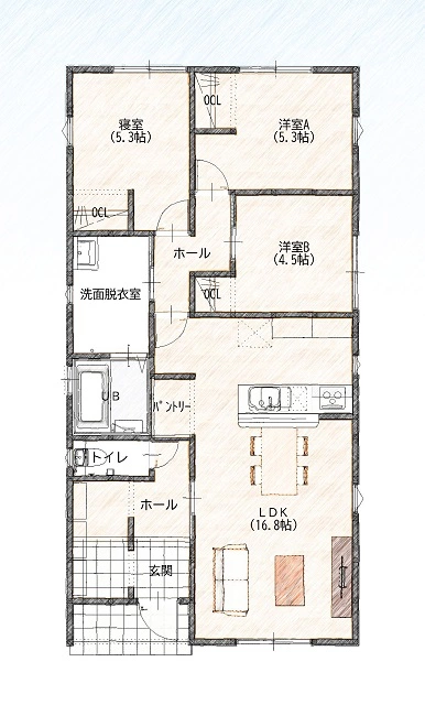 【山口市】矢田南7号地 モデルハウス (平屋/3LDK)