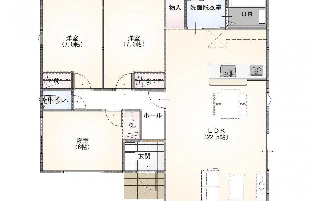 宇部市際波2号地 モデルハウス(平屋/3LDK)