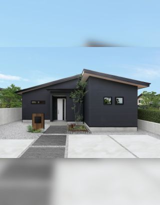 黒の外壁が際立つ、上質な平屋住宅