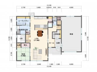 ★広々ガレージにたっぷり土間収納、ユーティリティスペースでワークスマートな家