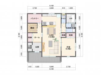 ★広々パントリーと1Fにある洋室で将来のバリアフリー化、家族の暮らしをより豊かにする家