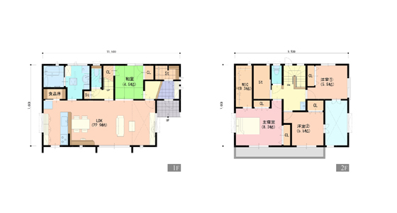 LDKと子供部屋が室内窓でつながる家