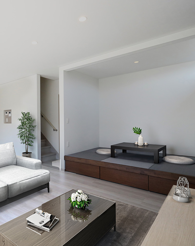 小上がり和室のモノトーンスタイルなお家