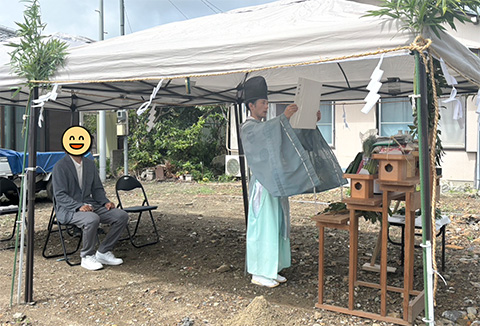 【地鎮祭・上棟】8/20(火)鳴門市H様邸の地鎮祭を執り行いました