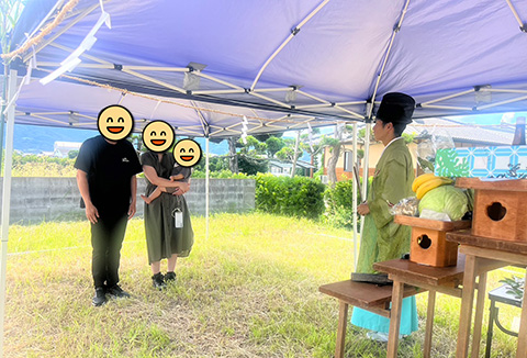 【地鎮祭・上棟】8/24(土)吉野川市H様邸の地鎮祭を執り行いました