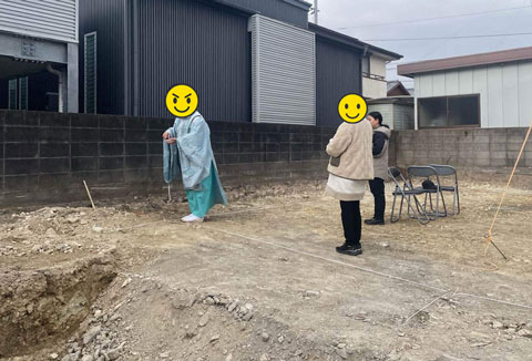 【地鎮祭・上棟】1/27(火) 徳島市H様邸の地鎮祭を執り行いました