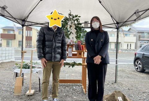 【地鎮祭・上棟】2/25(土)北島町E様邸の地鎮祭を執り行いました