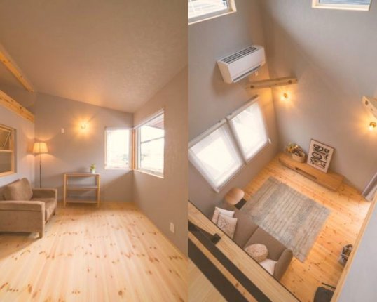 『時間を忘れるフリースペース』
光の差し込むフリースペースは目の前を通る路面電車を眺めながらゆったり時間を忘れるような時間を過ごすことができます。鴨居の上の部分がつながるFEENAの標準仕様を活かした空間以上の広さを感じられる魅力的なスペースです!