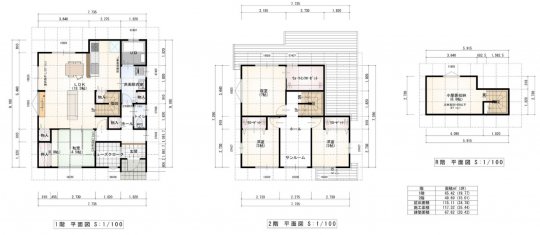 屋根裏収納のある階段を中心とした回遊導線の家