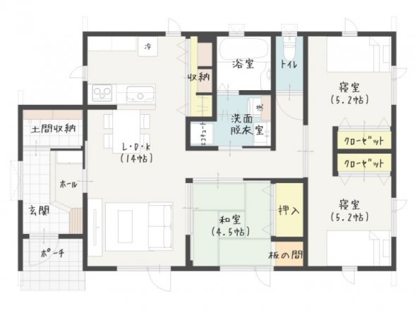 コンパクトな空間の中に”暮らしやすさ”がギュッと詰まった平屋