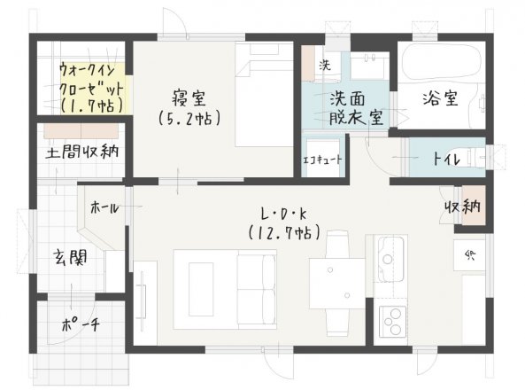 2人暮らしにピッタリのミニマルな平屋