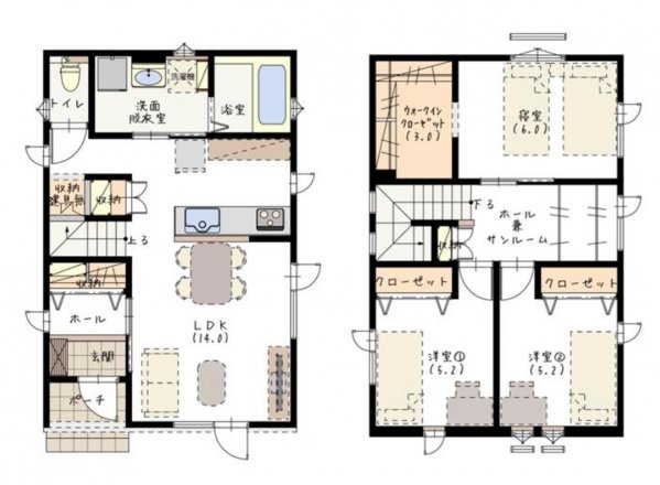 採光抜群のホールで明るいお家