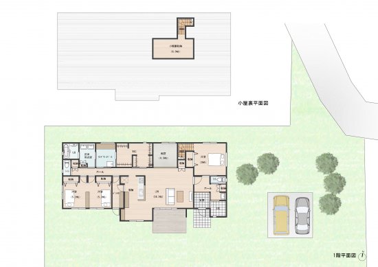 小屋裏収納が特徴的な平屋の住まい