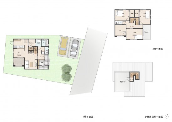 青空リビングで家族の時間を楽しむ二階建ての住まい