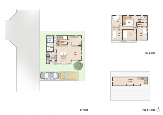 広々小屋裏収納で開放的な4人家族向けの住まい