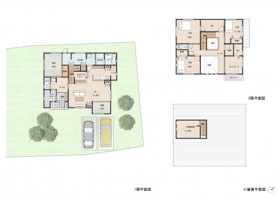 2つの吹き抜けが特徴的な2世帯向けの住まい