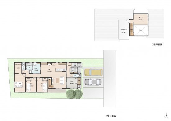 大きな吹き抜けで明るいロフトのある住まい