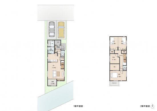 ウォークインクローゼットで収納力抜群な2階建ての住まい