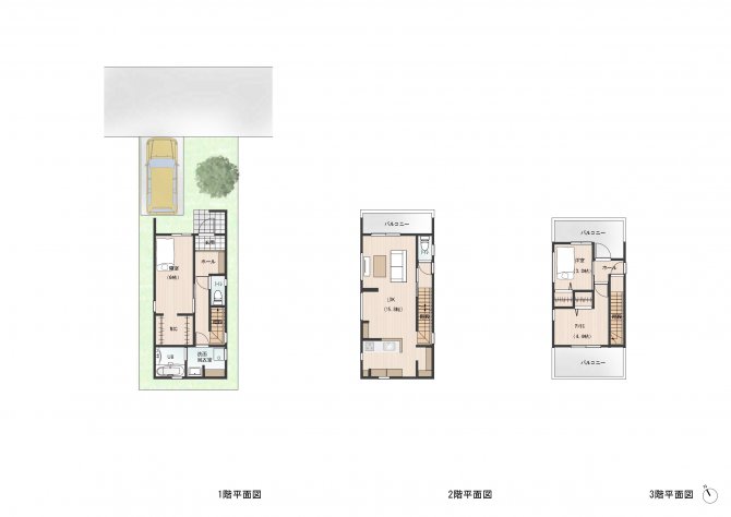 縦長の土地を上手く活用した3階建てのお家