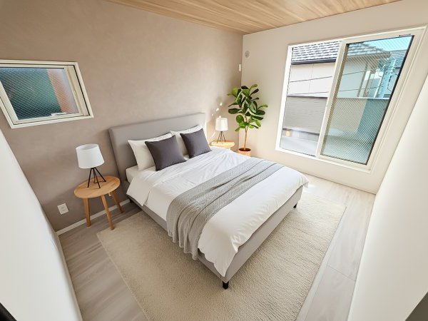 ♢寝室
※実際の部屋の写真にAIを利用して家具を配置したイメージです。
