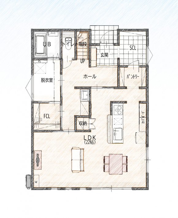 【宇部市】浜町2丁目1号地（2階建て／3LDK） Floor Plan1
