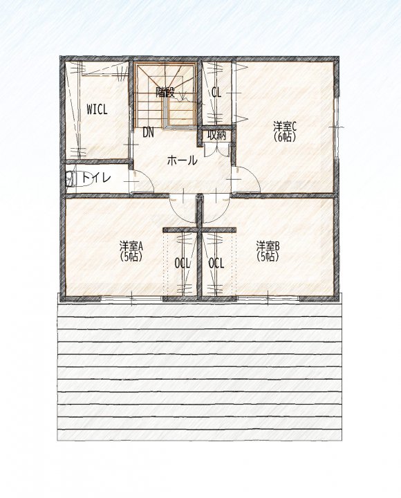 【宇部市】浜町2丁目1号地（2階建て／3LDK） Floor Plan2