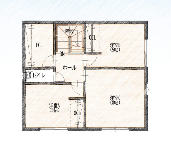 【防府市】開出本町（2階建て／3LDK） Floor Plan2