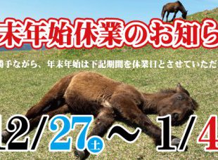 年末年始休業のお知らせ
