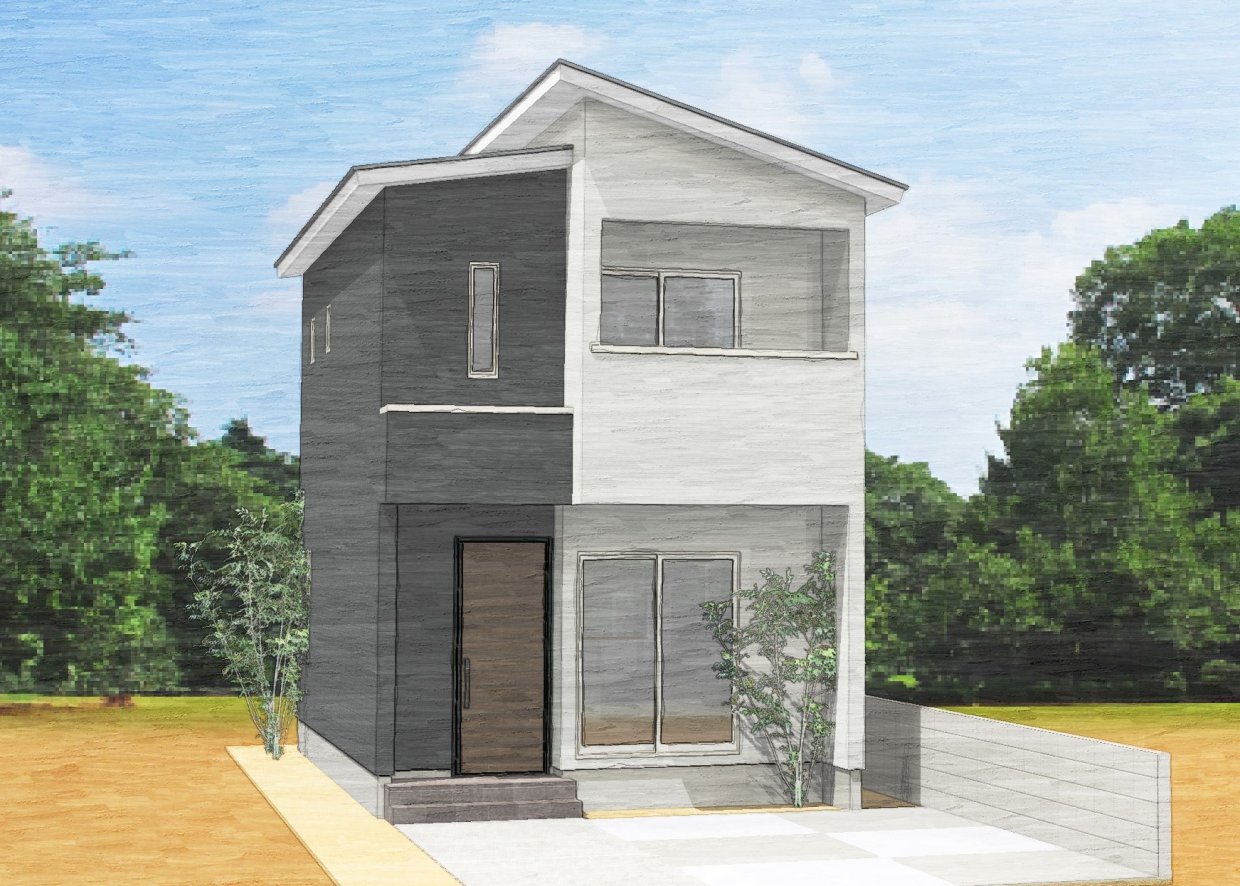 外壁の貼り分けがこだわりのクールなお家