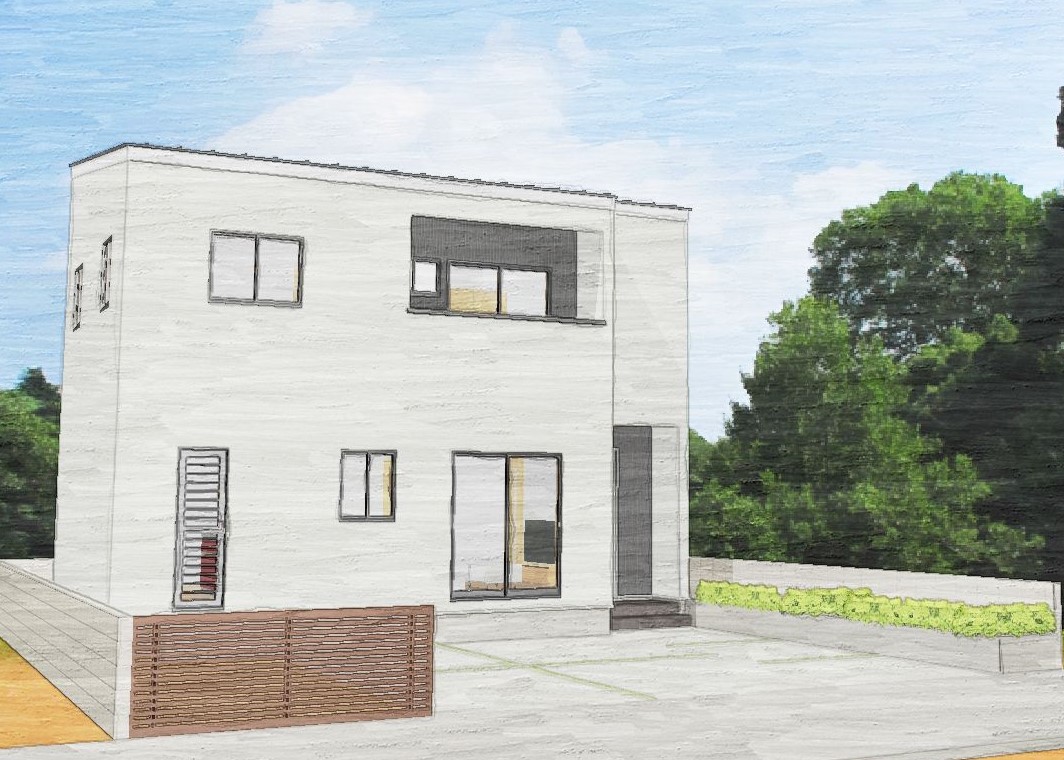 四角い箱型のシンプルなお家