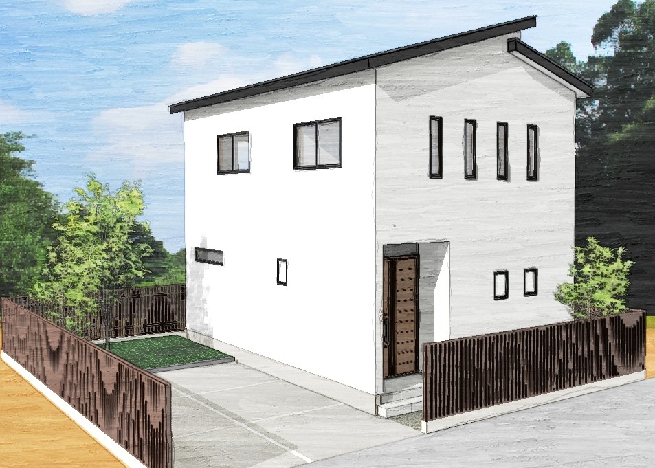 段違いの屋根のスタイリッシュなお家