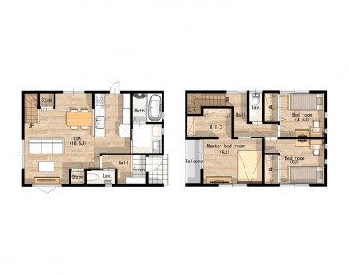 段違いの屋根のスタイリッシュなお家