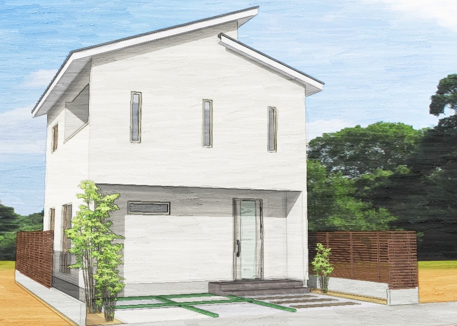 シンプルな段違い屋根のお家