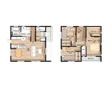 シンプルな段違い屋根のお家