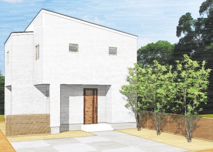 白を基調にした片流れのお家