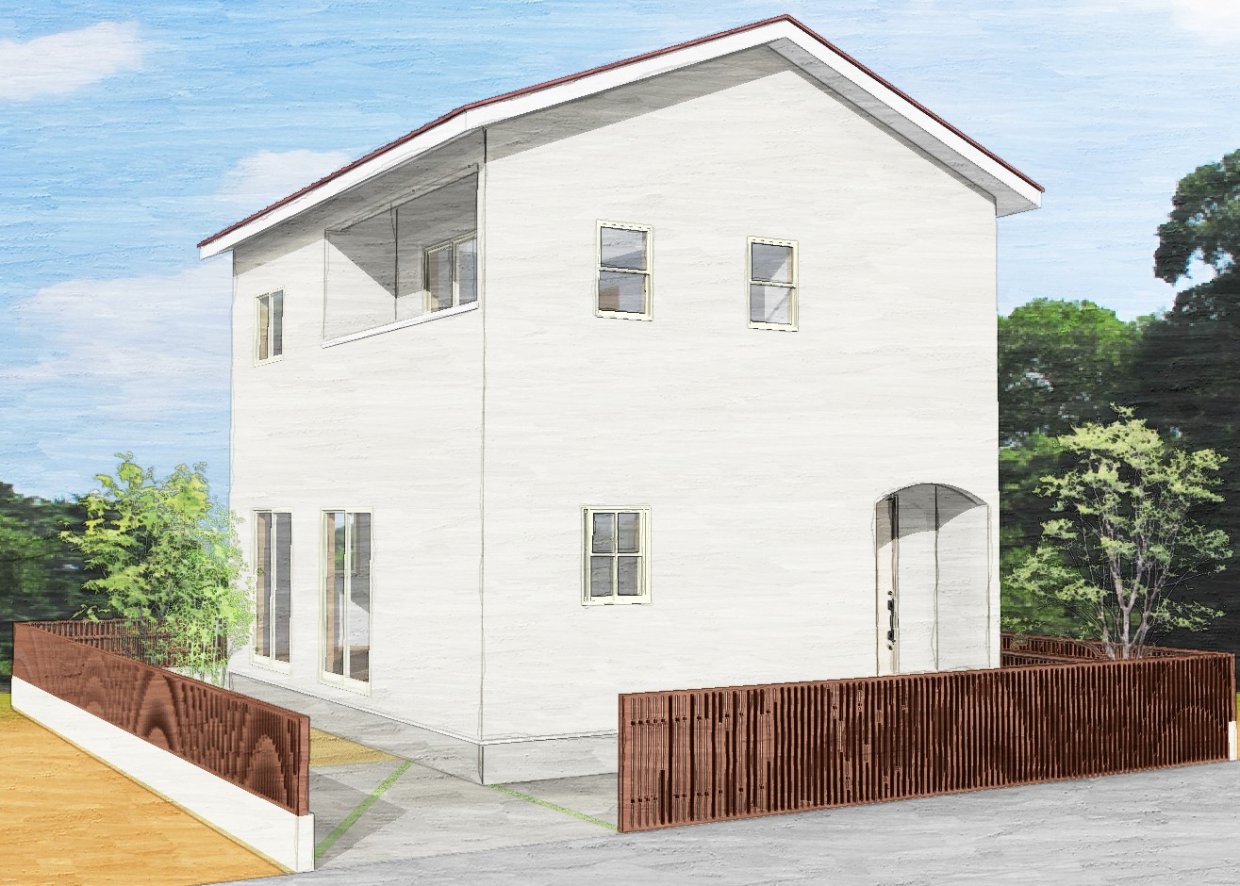 玄関にアーチを取り入れた可愛らしいお家