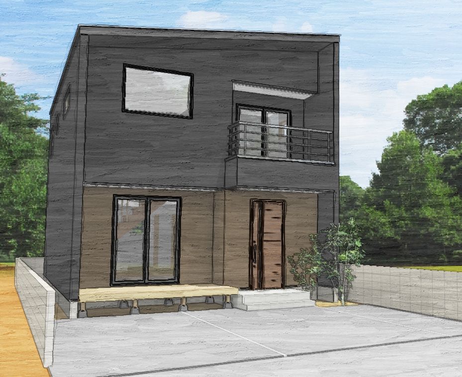 小上がりの和室と吹き抜けのあるスタイリッシュハウス