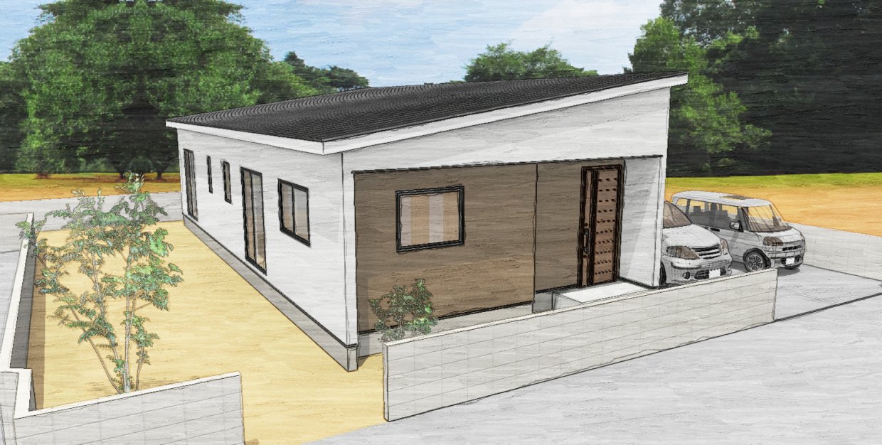 南側に窓を多く配置した明るい平屋