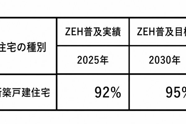 最新のZEH住宅の公表目標数値と実績数値のお知らせ。