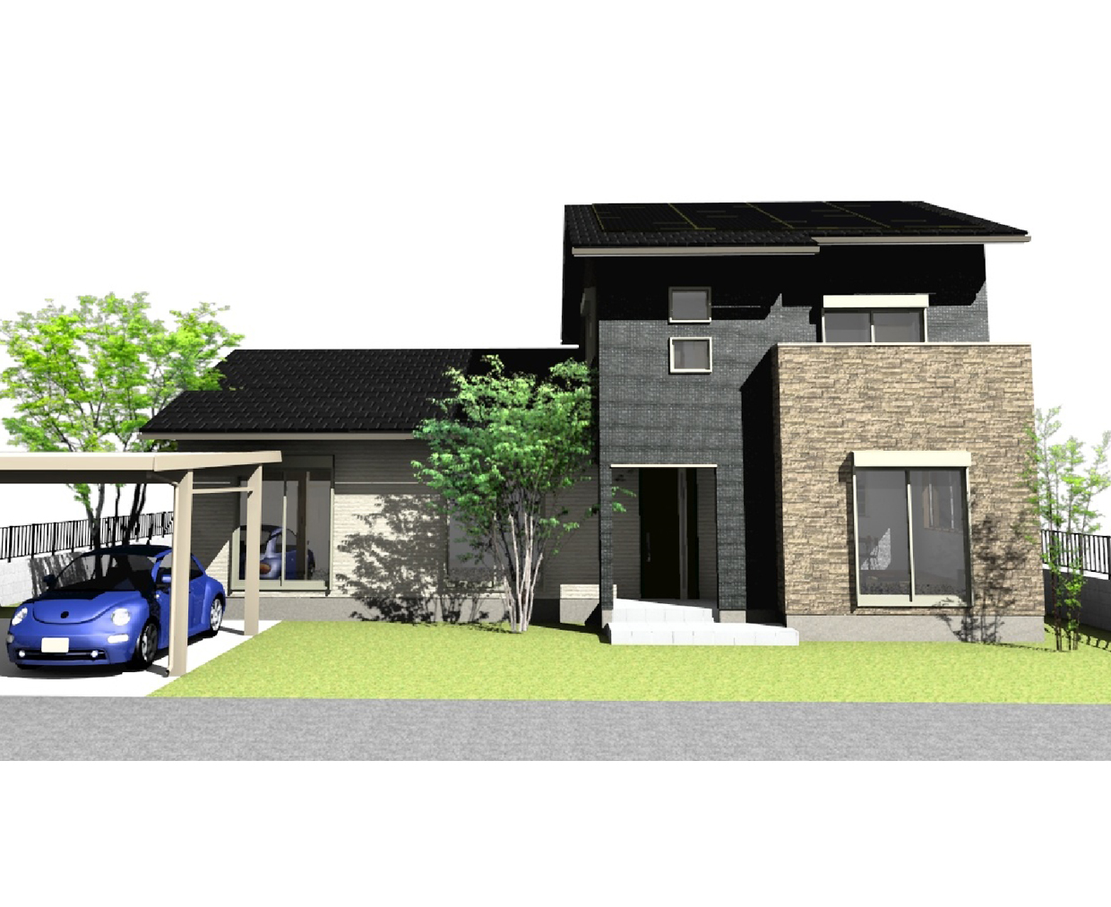 グレーをベースにしたモノトーンの北欧スタイルの家 山口県のローコスト注文住宅ハウスメーカー ファーストホーム